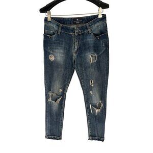 PHILIPP PLEIN Blue Denim Pants Studded Jeans Size 27